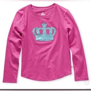 Size XL 16 Girls Juicy Couture Hot Pink LongSleeve Tee with Turquoise Sequin